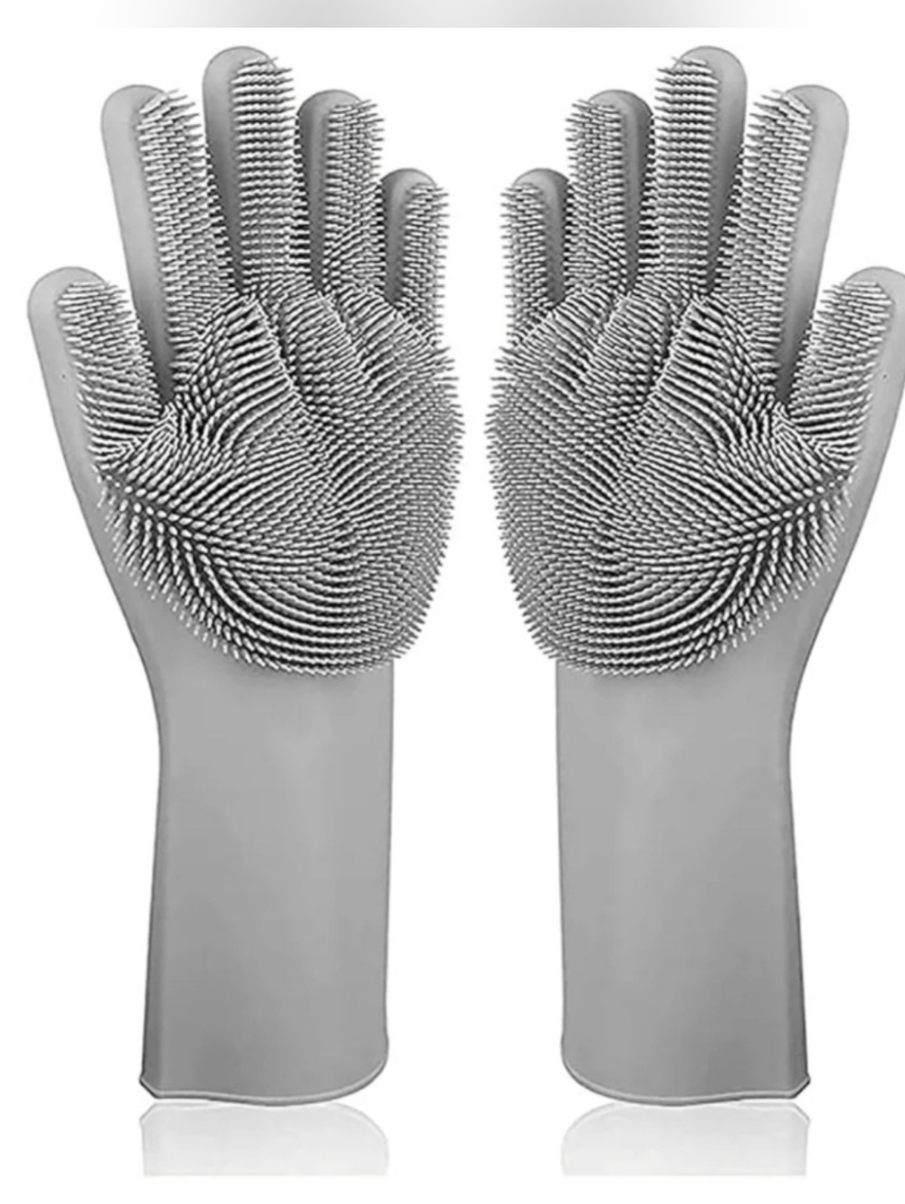 Magic Beige Silicone Scrub Gloves with Built-In Bristles (Pair)